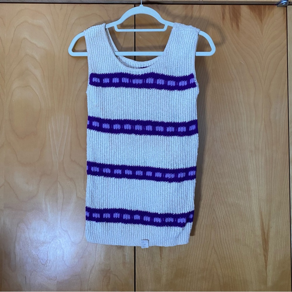 Vintage Wool Purple crew neck striped Vest (fits M)